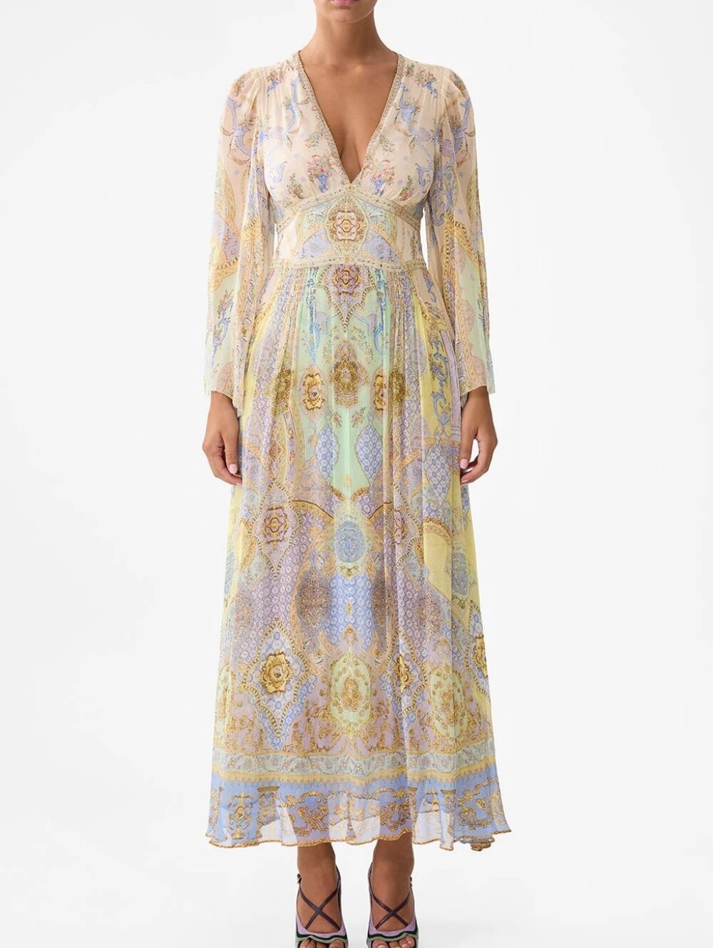 Camilla Flared Sleeve Dress In East Of Istanbul